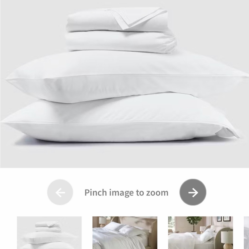 Saatva luxury Organic Sateen Top Sheet and Two Pillowcases Set in white NWT